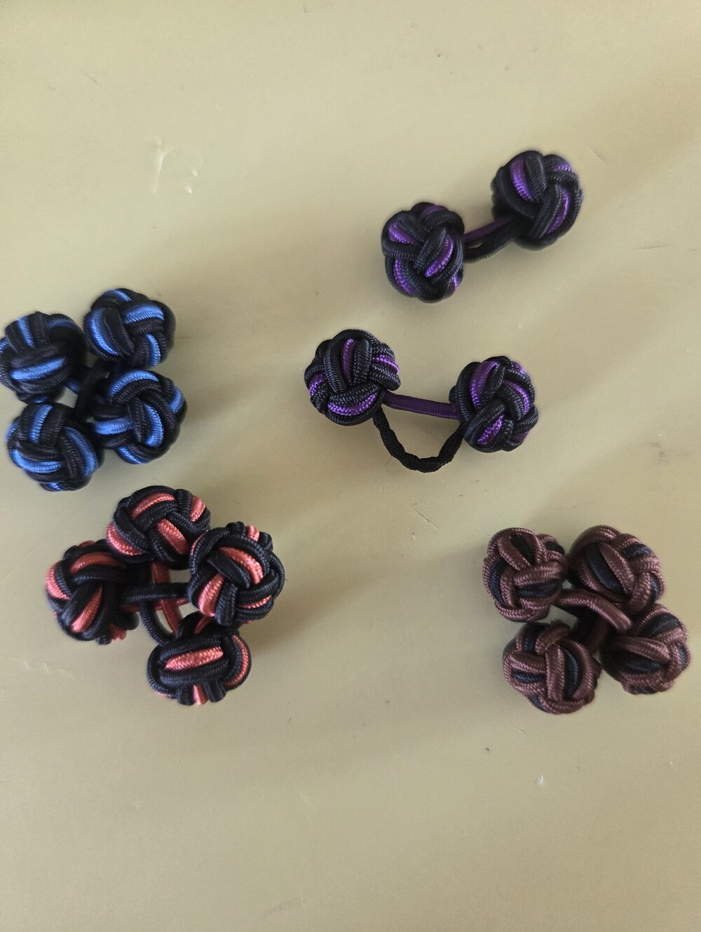 4 Pairs Vintage Silk Knot Cufflinks